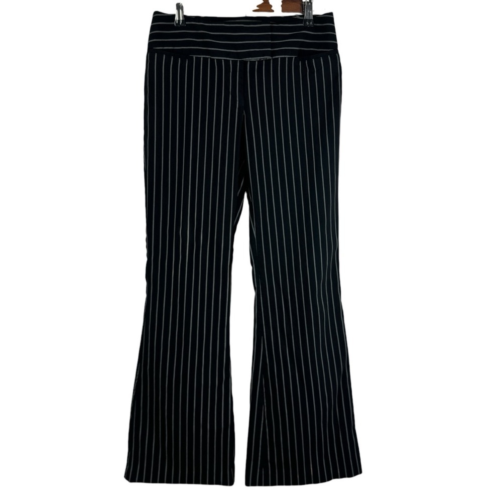 Express‎ Design Studio Publicist Vertical Striped Flare Pants Women's 4 Black